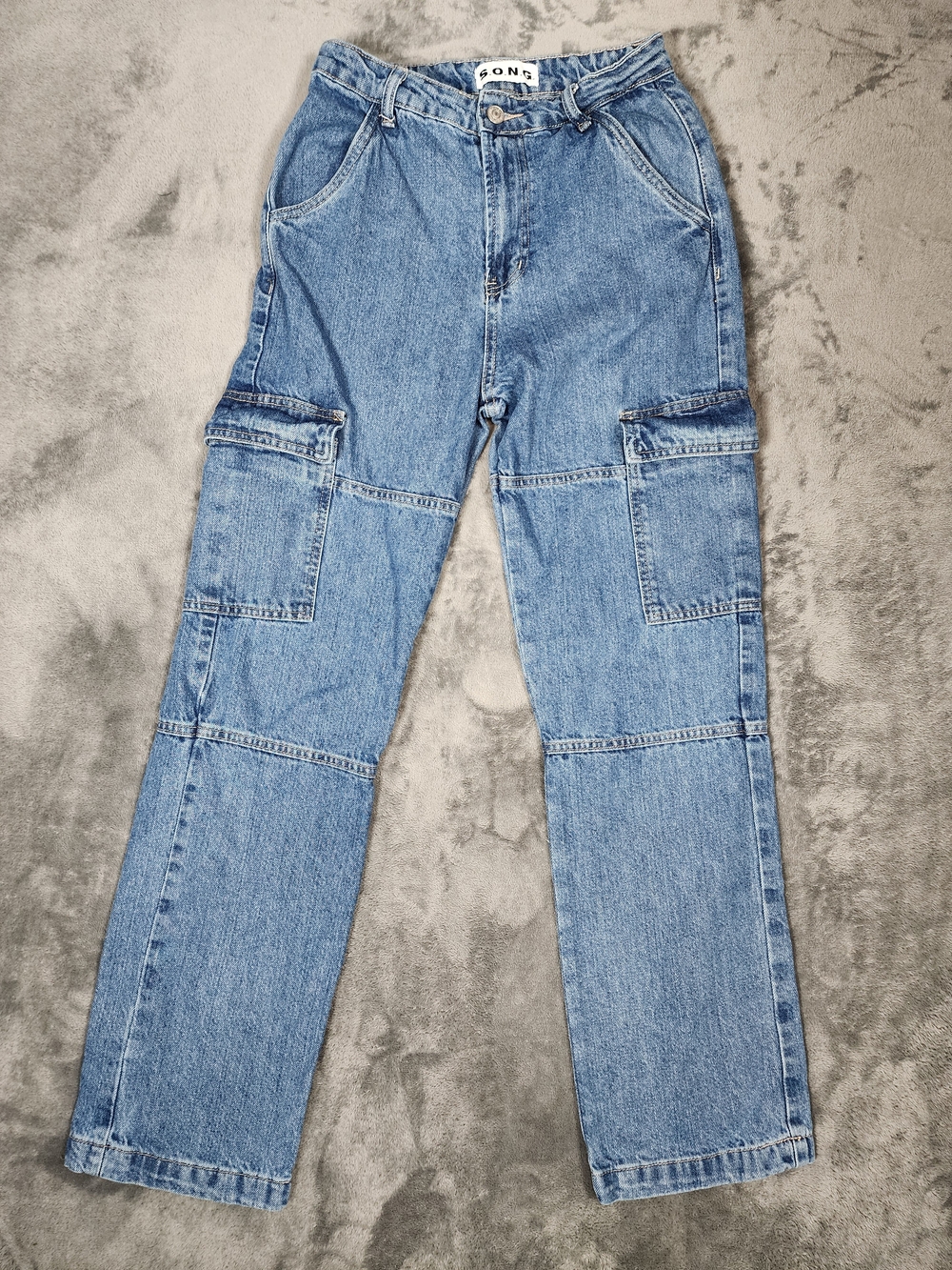 SONG Light Blue Straight Leg Cargo Jeans
